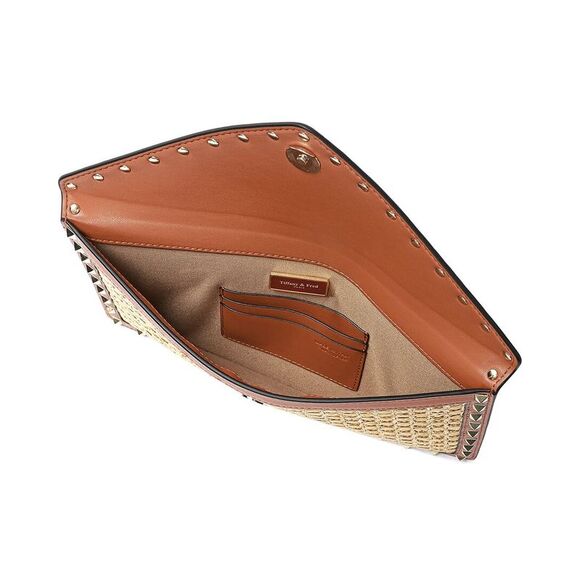 Tiffany & Fred Paris Raffia & Leather Clutch, Beige - Picture 3 of 3